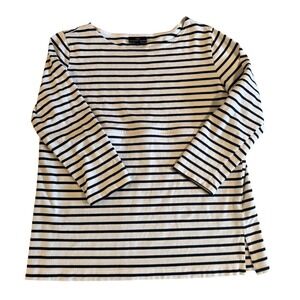 Nursing Queen Striped Maternity Nursing Top Black White 3/4 Sleeve Size M